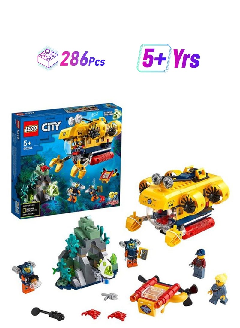 ليغو مجموعة قطع بناء بطابع غواصة استكشاف المحيط من 286 قطعة 60264 286 أكبر من 5 سنوات - Image 1