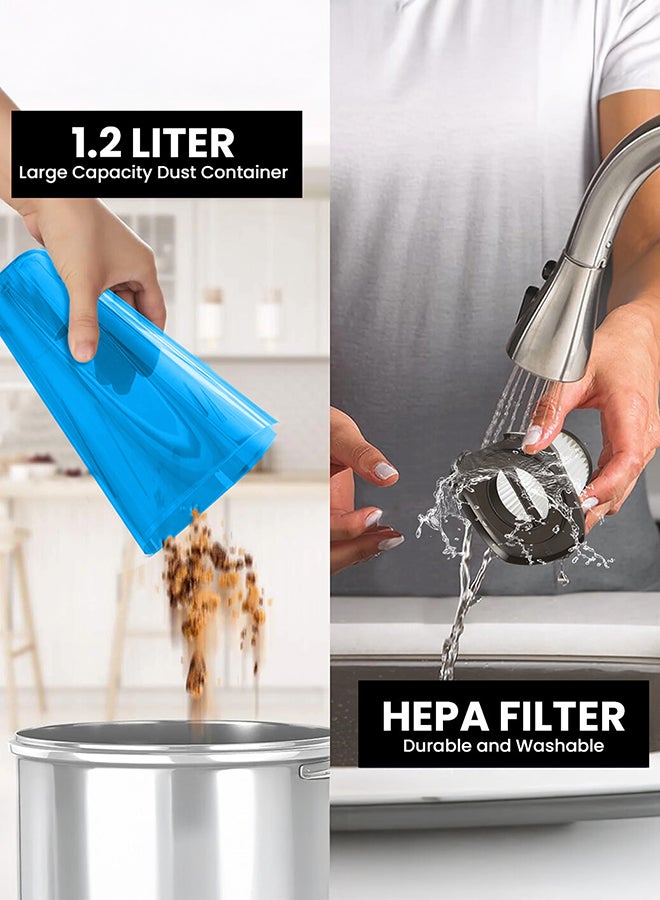 ديرما مكنسة كهربائية محمولة باليد بذراع دفع 2 في 1 14 L 600 W DX118C أزرق وأبيض - Image 4