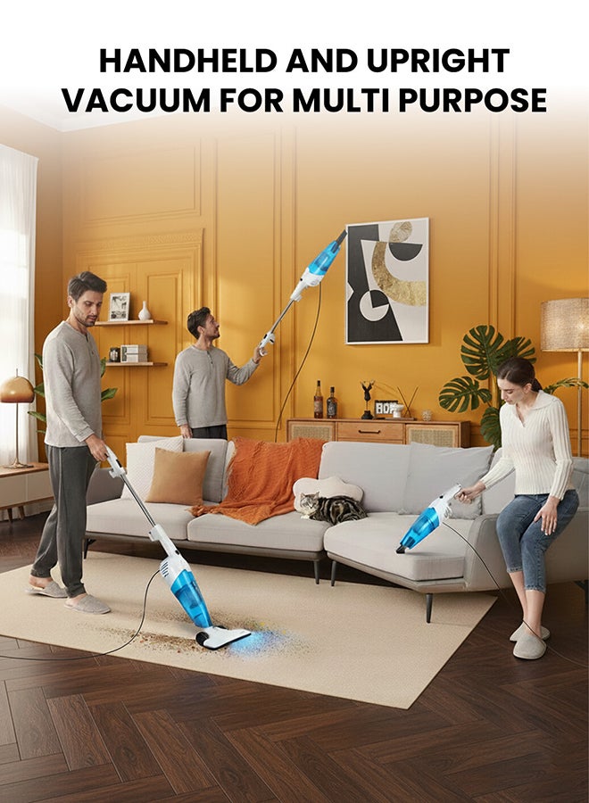 ديرما مكنسة كهربائية محمولة باليد بذراع دفع 2 في 1 14 L 600 W DX118C أزرق وأبيض - Image 2