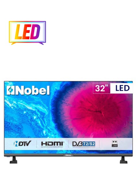 32 Inch Led TV, Frameless, HD DLED 3xHDMI, 1xUSB,2xRF Input, 1xEarphone Output, 1xAV Input, 1xLAN With Remote Control, 19.2 x 72 x 46.2 (W x D x H) cm NTV32FL Black