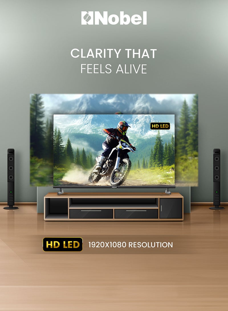 نوبل تلفزيون LED 32 بوصة، بدون إطار، HD DLED 3xHDMI، 1xUSB، 2xRF مدخل، 1xEarphone Output، 1xAV Input، 1xLAN مع جهاز تحكم عن بعد، 19.2 × 72 × 46.2 (عرض × عمق × ارتفاع) سم - Image 4