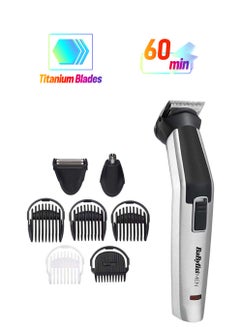 8-In-1 Multi-Trimmer | Easy-To-Use Design | Titanium Blades For Precise Cutting | Cordless Operation  | 60 Mins of Runtime | Washable Cutting Heads MT726SDE Silver/Black/White
