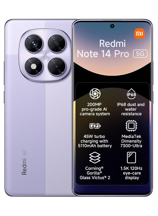 Xiaomi Redmi Note 14 Pro 5G Lavender Purple 12GB RAM 512GB - Global Version - Image 1