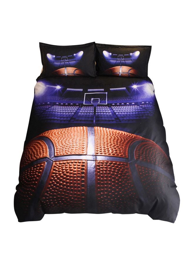 3-Piece Basketball Court Printed Bedding Set Purple/Brown/Black  - Image 1