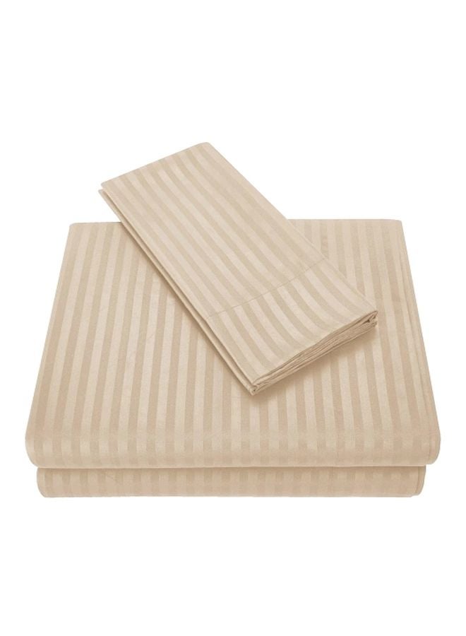 4-Piece Bedsheet With Mattress Set Polyester Beige Queen - Image 1