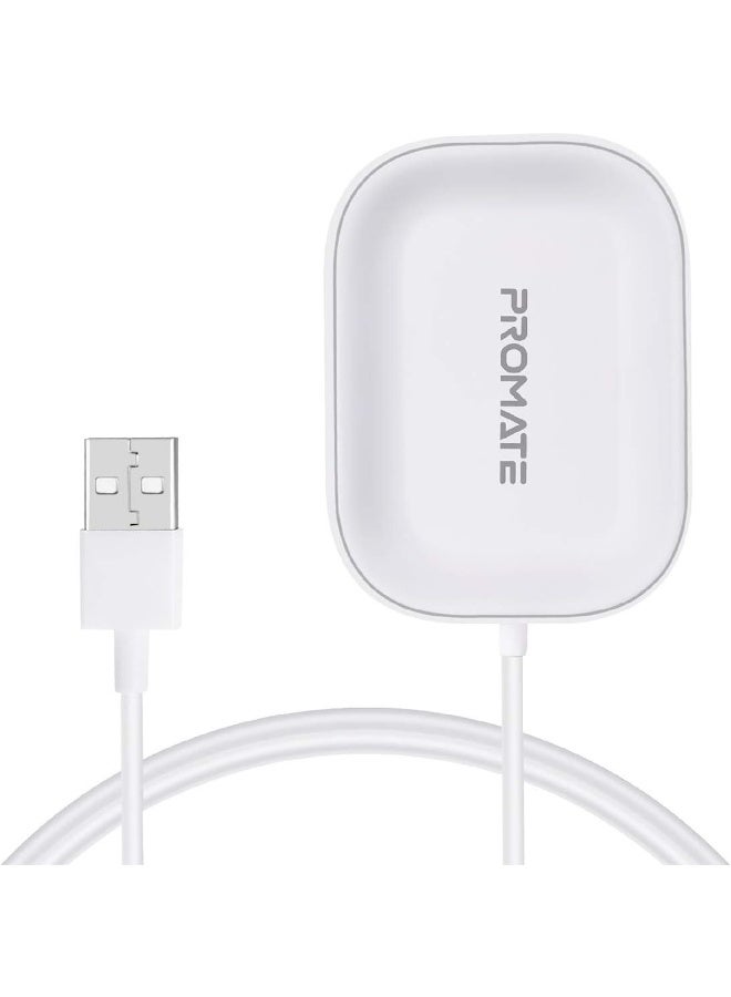 PROMATE - Wireless Charger For AirPods, Powerful 5W Wireless Charging Dock with Anti-Slip Surface Design and Over-Charging Protection For AirPods and AirPods Pro, AuraPod-1 White - Image 1