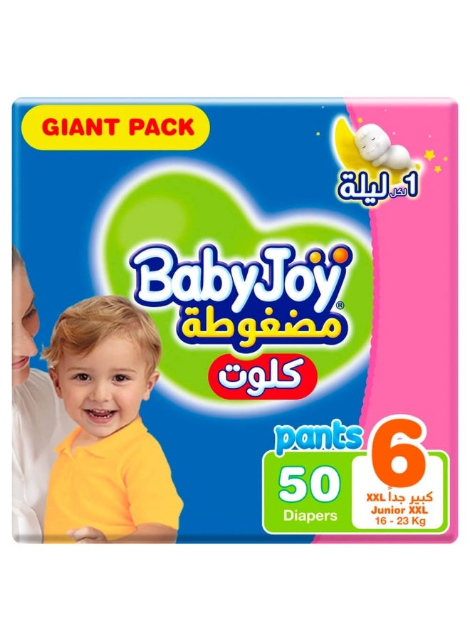 BabyJoy - Compressed Culotte Pants Diaper, Size 6, Junior XXL, 16-23 Kg, Giant Pack, 50 Diapers - Image 1