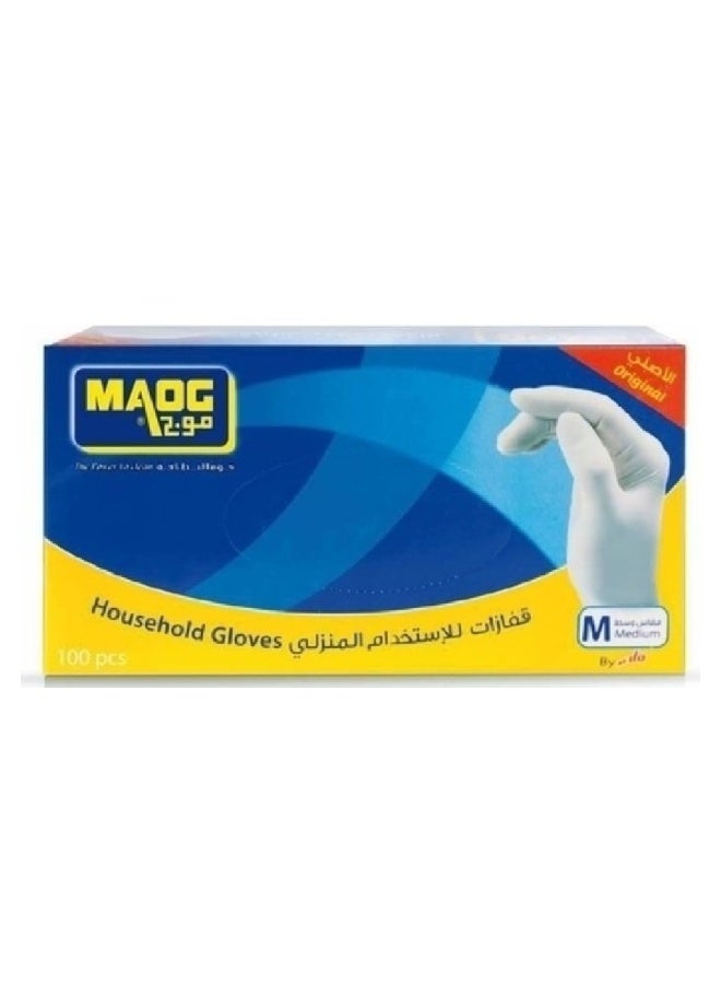MOAG Household Gloves, Medium, 100 Pcs White  - Image 1