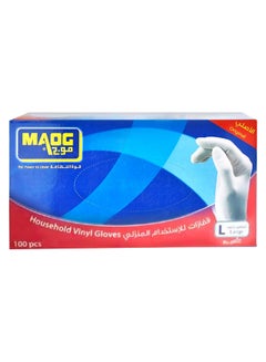 MOAG Household Vinyl Gloves, Size Large, 100 Piece White  - Image 1