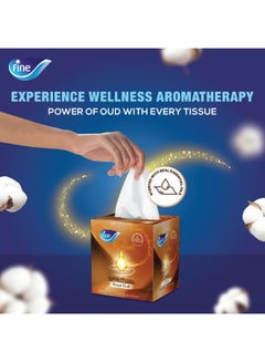 Fine Wellness Oud Facial Tissue, 48 Cubic Box, 100 Sheets x 2 Ply White  - Image 2