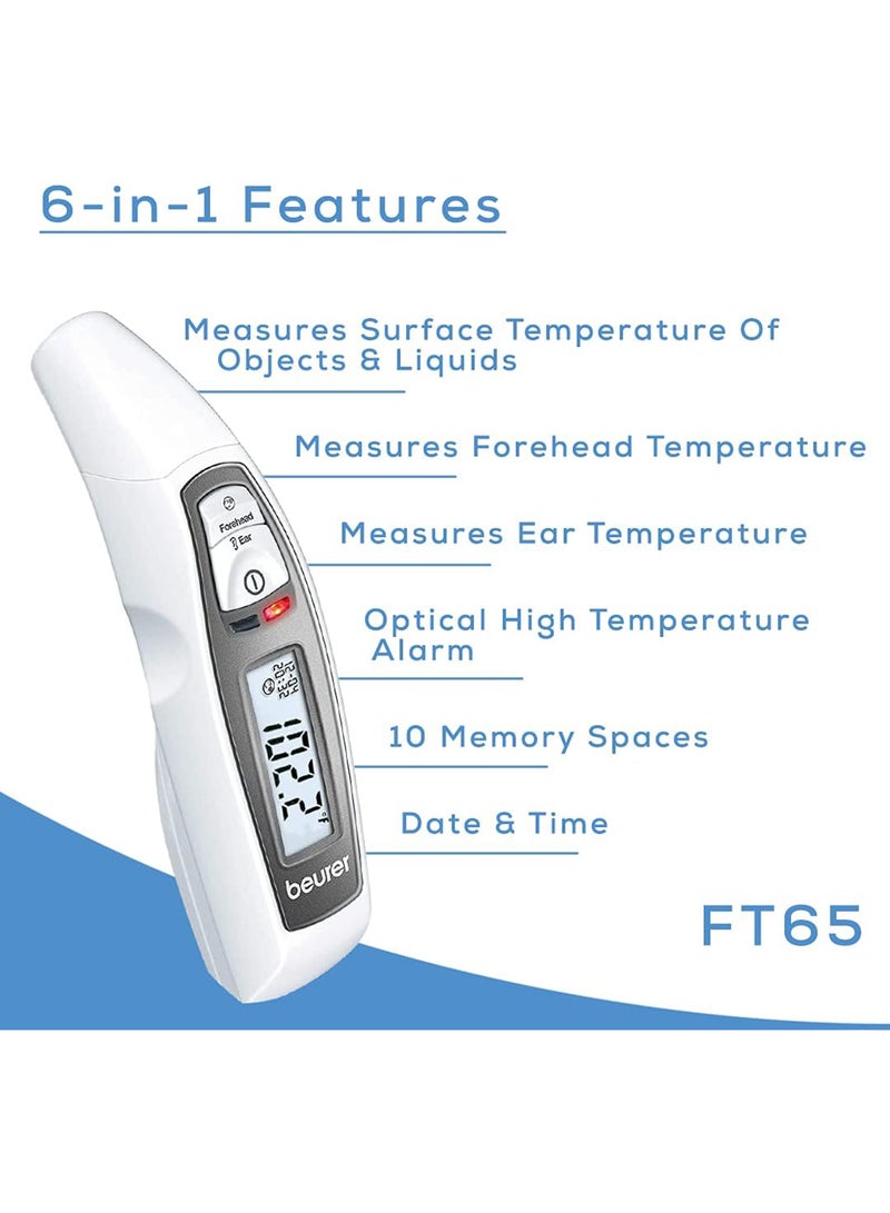 Beurer FT 65 Multi-Functional Infrared Thermometer | Ear, Forehead & Surface Temperature Measurement | Fever Alarm & Memory Function - Image 5