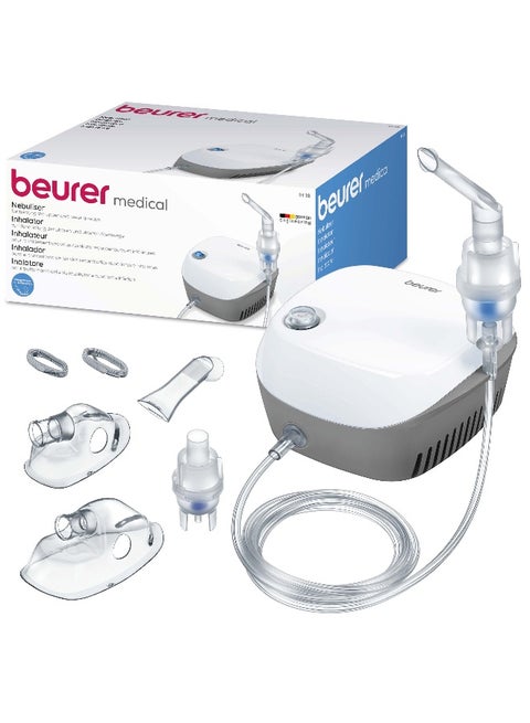 Beurer IH18 Home-Use Nebuliser | Electric inhaler for nebulising liquid medication for colds, asthma and respiratory diseases | Compressed air technology | for adults and Children | Medical device