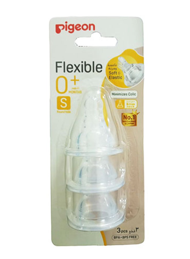 pigeon Peristaltic Slim Neck Silicone Nipple 3 pieces Blister Pack - S (0-3 Months)  - Image 1