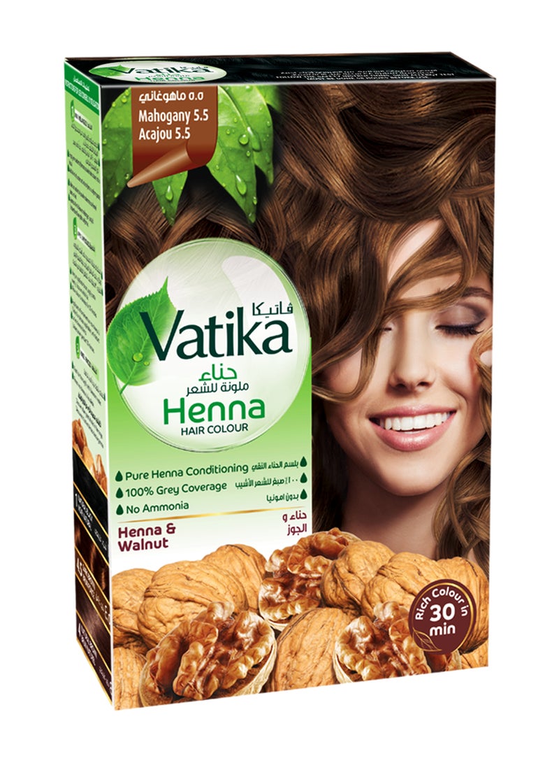 Dabur - Naturals Henna Mahogany Hair Color Extreme Nourishment And Hydration For Grey Hair No Ammonia Pure Henna Conditioning - 6 X 10 Grams Mahogany 60grams - Image 1