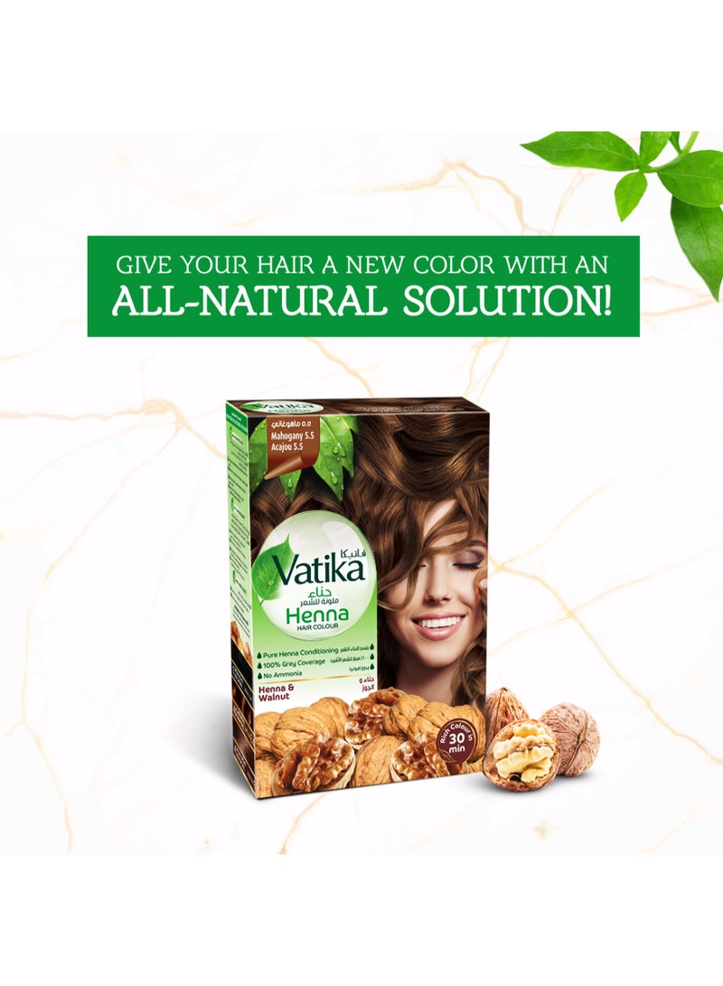 Dabur - Naturals Henna Mahogany Hair Color Extreme Nourishment And Hydration For Grey Hair No Ammonia Pure Henna Conditioning - 6 X 10 Grams Mahogany 60grams - Image 1