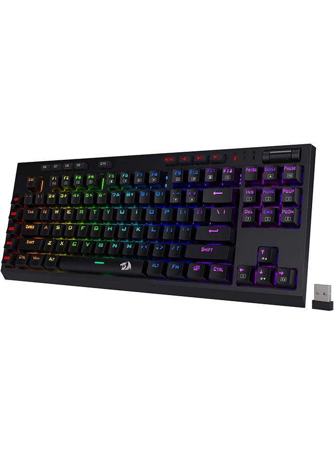 Redragon K596 Vishnu 2.4G لوحة مفاتيح ميكانيكية للألعاب سلكية/لاسلكية RGB، 87 مفتاحًا لوحة مفاتيح TKL مدمجة مع بطارية 2400 مللي أمبير في الساعة، 10 مفاتيح ماكرو مدمجة ومسند للمعصم، وقت تشغيل 10 ساعات، مفاتيح حمراء - pnsku/N39323153A/45/_/1718020890/df50eb2c-28b8-4906-a26d-311403dbc46d