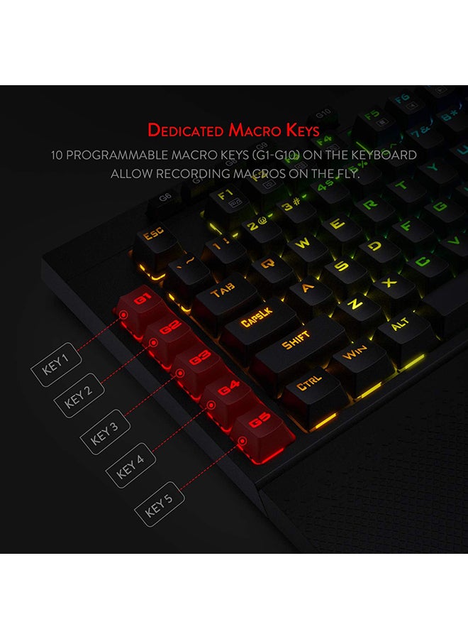 ريدراجون - Redragon K596 Vishnu 2.4G لوحة مفاتيح ميكانيكية للألعاب سلكية/لاسلكية RGB، 87 مفتاحًا لوحة مفاتيح TKL مدمجة مع بطارية 2400 مللي أمبير في الساعة، 10 مفاتيح ماكرو مدمجة ومسند للمعصم، وقت تشغيل 10 ساعات، مفاتيح حمراء - Image 1