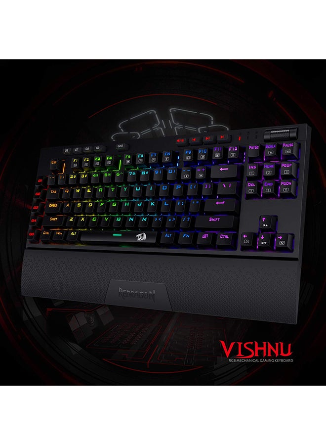 Redragon K596 Vishnu 2.4G لوحة مفاتيح ميكانيكية للألعاب سلكية/لاسلكية RGB، 87 مفتاحًا لوحة مفاتيح TKL مدمجة مع بطارية 2400 مللي أمبير في الساعة، 10 مفاتيح ماكرو مدمجة ومسند للمعصم، وقت تشغيل 10 ساعات، مفاتيح حمراء - pnsku/N39323153A/45/_/1718020960/a6a1e154-a275-4b08-a007-2879eb64fe47