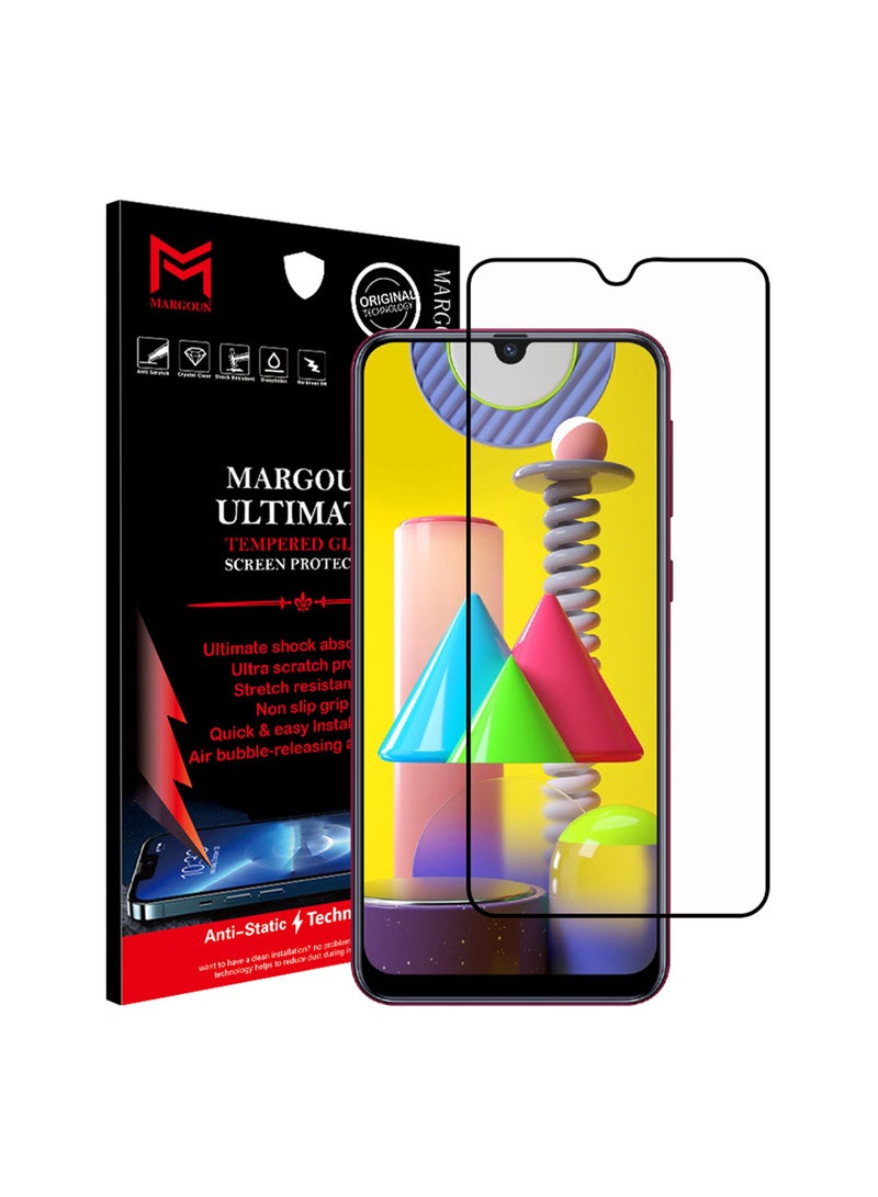 MARGOUN Ultimate Tempered Glass Screen Protector For Samsung Galaxy M31 Black/Clear - Image 1