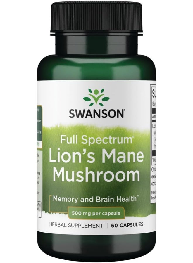 SWANSON Full Spectrum Lion's Mane Mushroom 60 Capsules - Image 5