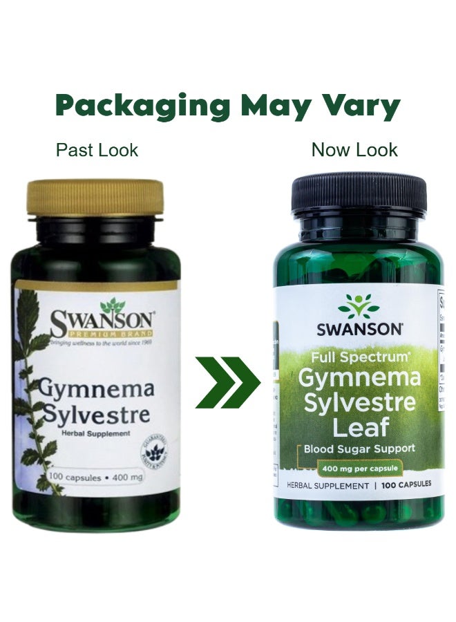 SWANSON Gymnema Sylvestre Leaf 400mg 100 Capsules Packaging May Vary  - Image 1