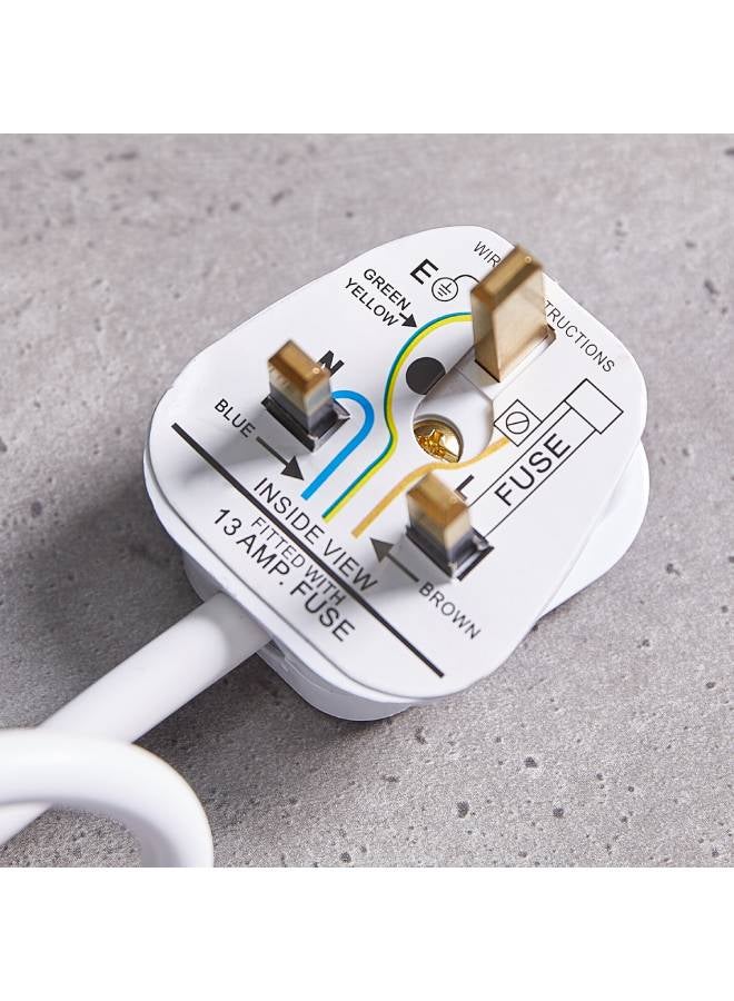 Home Box Oshtraco 3-Way Switched Saso Extension Board with 2 m Cord White  - Image 4