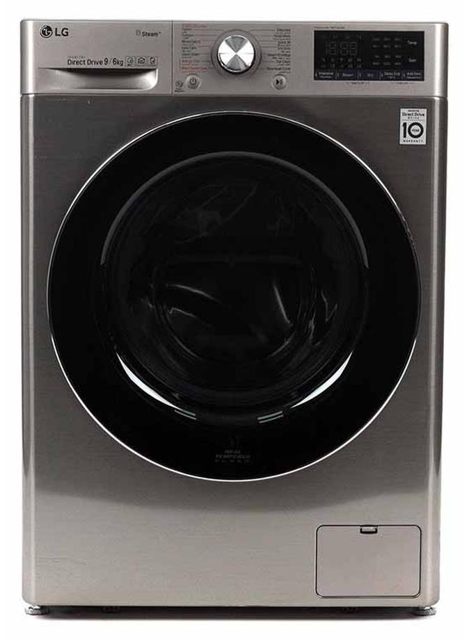إل جي غسالة تحميل أمامي 9 كجم مع نشافة 6 كجم | تحميل أمامي | مع AI DD™ موديل WSV0906XM فضي ستانلس WSV0906XM إستانلس ستيل فضي - Image 1