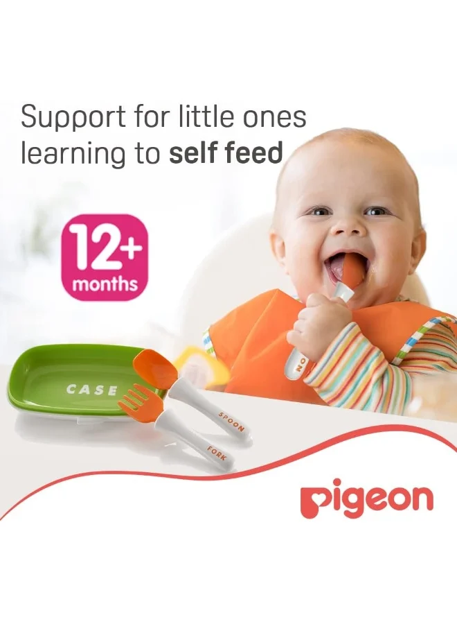 pigeon Do-It-Myself Stage 2 Spoon and Fork Set with Case Cover, 12+ Months