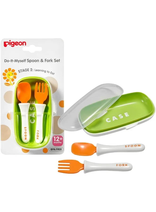 pigeon Do-It-Myself Stage 2 Spoon and Fork Set with Case Cover, 12+ Months