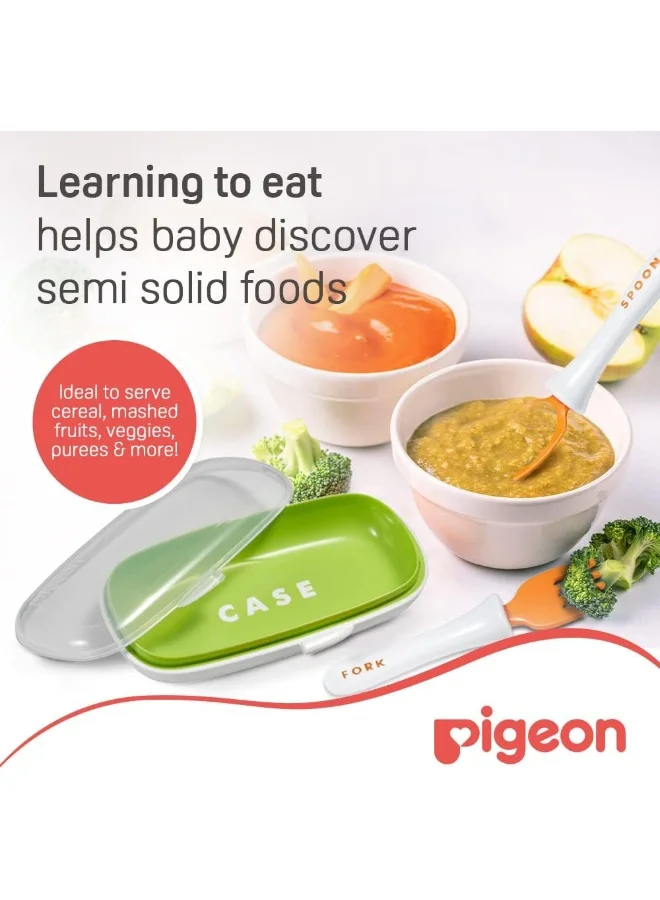 pigeon Do-It-Myself Stage 2 Spoon and Fork Set with Case Cover, 12+ Months