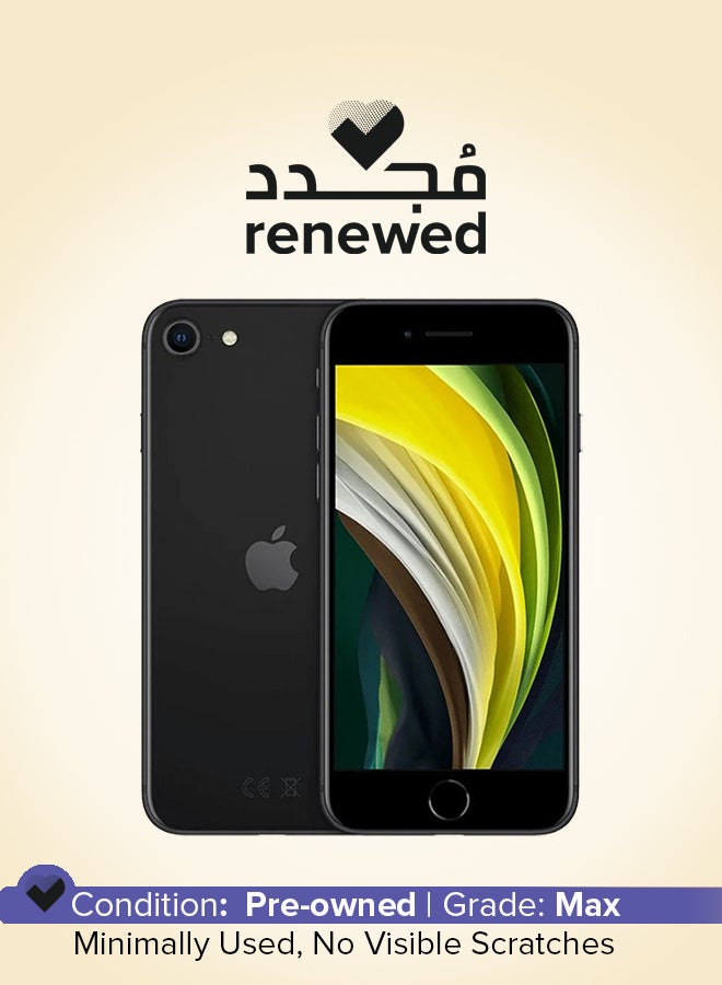 ابل  تم تجديد iPhone SE 2020 (الجيل الثاني) مزود ببرنامج Facetime وسعة 128 جيجابايت باللون الأسود - Image 1