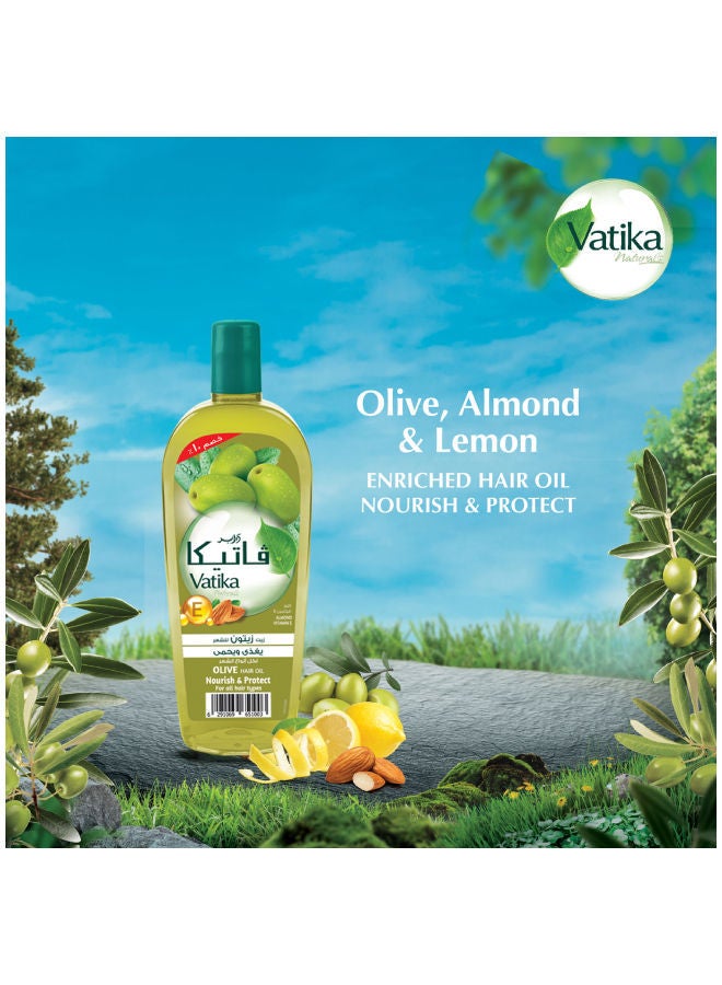 Dabur - Vatika Naturals Olive Enriched Hair Oil 180 ml + 10% OFF | Almond & Vitamin E | Nourishes & Protects For All Hair Types Multicolour 180.0ml - Image 1