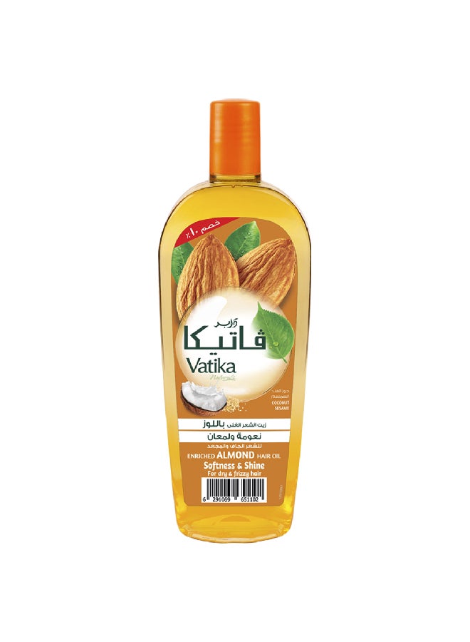 Vatika Naturals Almond Enriched Hair Oil | Coconut & Sesame | Softens & Shines Dry & Frizzy Hair 45.0ml