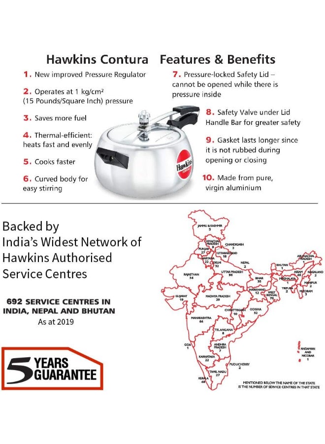 Hawkins Contura Aluminium Pressure Cooker, Inner Lid (HC50), Black Black 5Liters - Image 3