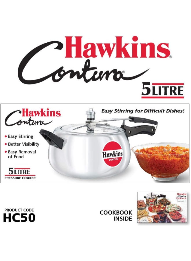 Hawkins Contura Aluminium Pressure Cooker, Inner Lid (HC50), Black Black 5Liters - Image 2