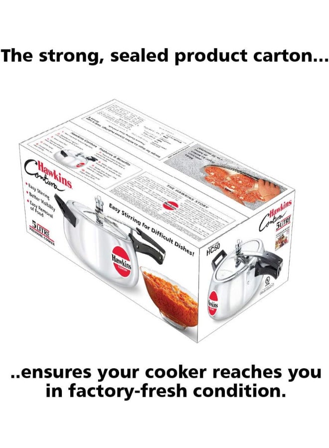 Hawkins Contura Aluminium Pressure Cooker, Inner Lid (HC50), Black Black 5Liters - Image 4