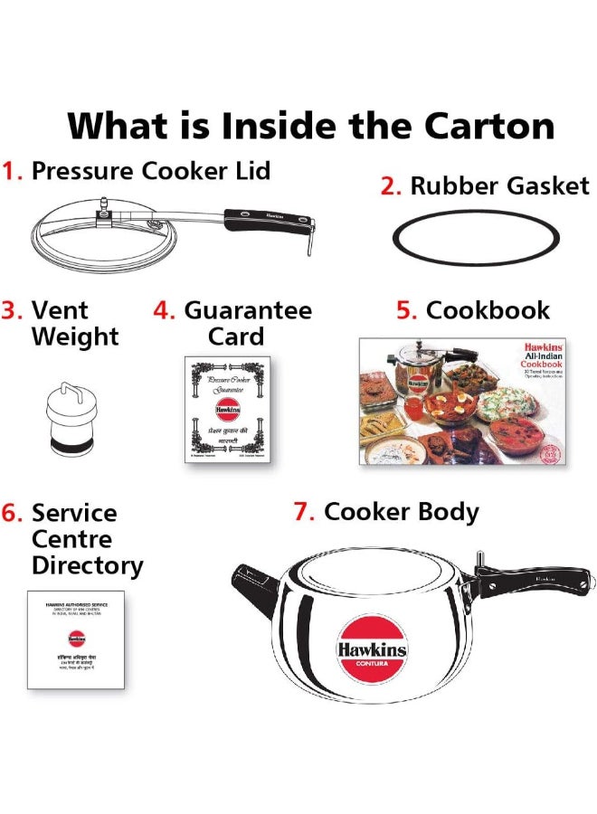 Hawkins Contura Aluminium Pressure Cooker, Inner Lid (HC50), Black Black 5Liters - Image 5