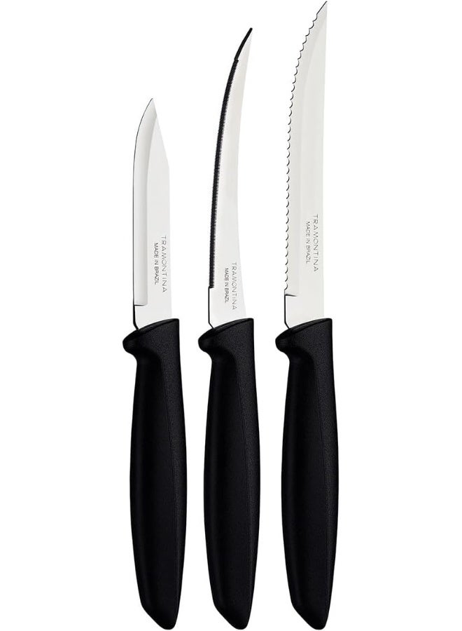 ترامونتينا طقم سكاكين من الستانلس ستيل مكون من 3 قطع أسود/ فضي - Image 3