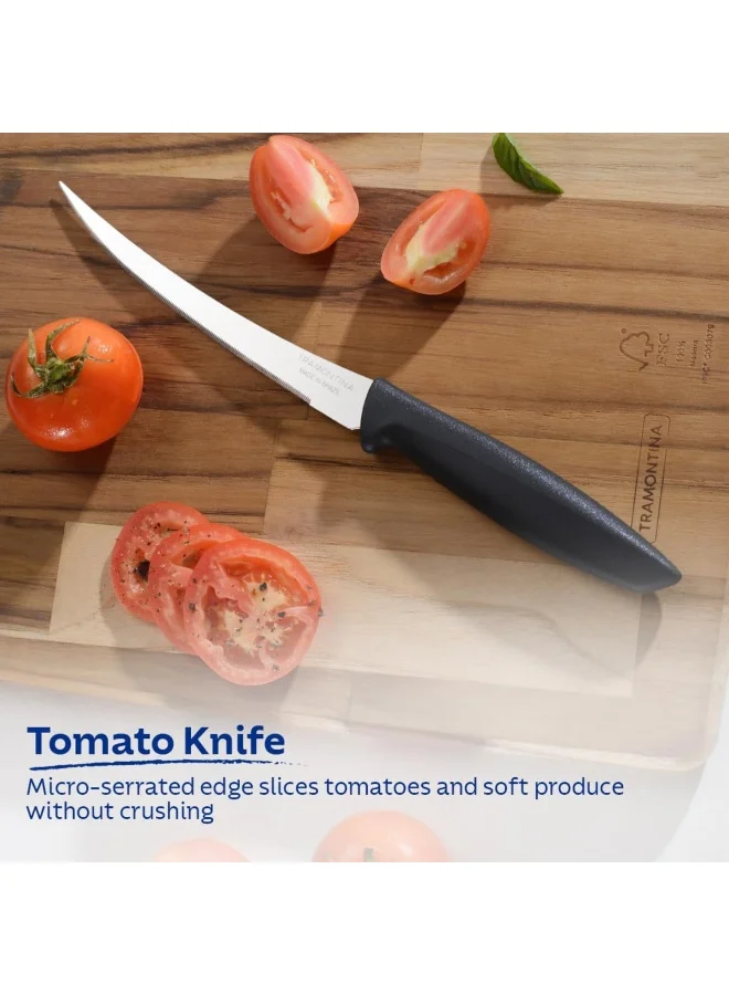 TRAMONTINA Tramontina Plenus 3 Pieces Knife Set with Stainless Steel Blade and Black Polypropylene Handle Silver/Black
