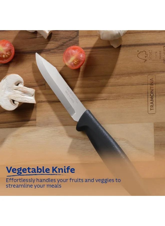 TRAMONTINA Tramontina Plenus 3 Pieces Knife Set with Stainless Steel Blade and Black Polypropylene Handle Silver/Black
