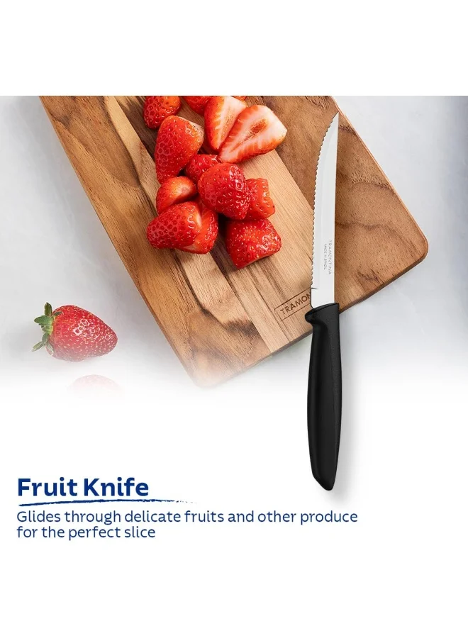 TRAMONTINA Tramontina Plenus 3 Pieces Knife Set with Stainless Steel Blade and Black Polypropylene Handle Silver/Black