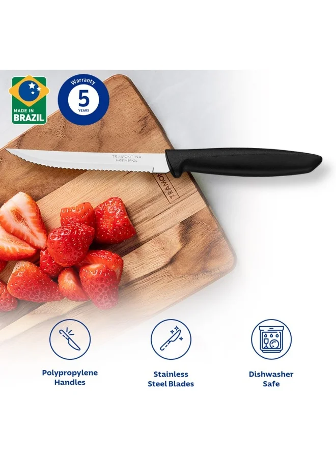 TRAMONTINA Tramontina Plenus 3 Pieces Knife Set with Stainless Steel Blade and Black Polypropylene Handle Silver/Black