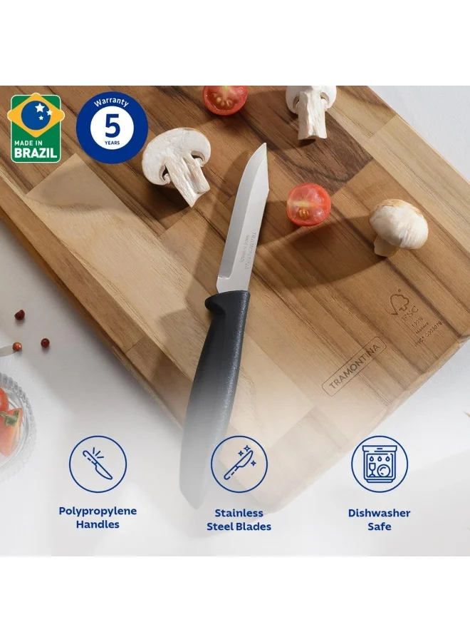 TRAMONTINA Tramontina Plenus 3 Pieces Knife Set with Stainless Steel Blade and Black Polypropylene Handle Silver/Black