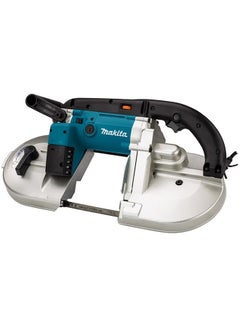 Makita Portable Band Saw Machine, Cutting Depth 120mm, 710W, 6kg Silver/Black/Blue  - Image 1