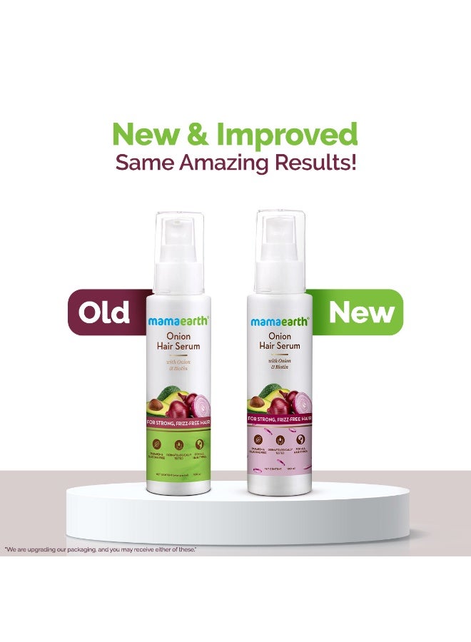Mamaearth Onion Hair Serum | Onion Seed Extract, Biotin & Olive Oil, Anti-Frizz Serum, Detangles Hair, Reduces Breakage, Smoothens & Adds Shine, Hair Nourishment for Dry, Rough & Frizzy Hair | 100ml - Image 3