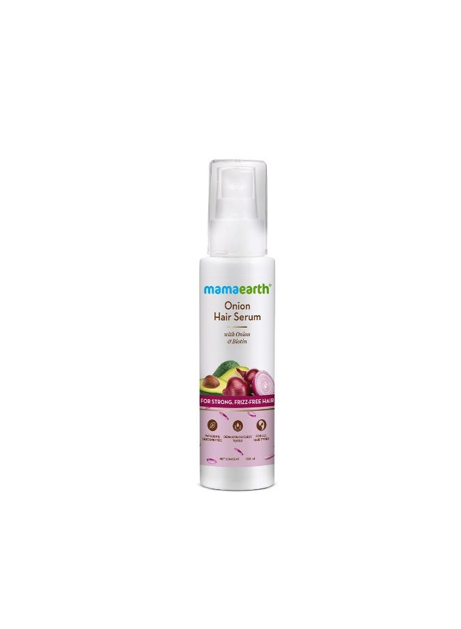 Mamaearth Onion Hair Serum | Onion Seed Extract, Biotin & Olive Oil, Anti-Frizz Serum, Detangles Hair, Reduces Breakage, Smoothens & Adds Shine, Hair Nourishment for Dry, Rough & Frizzy Hair | 100ml - Image 1
