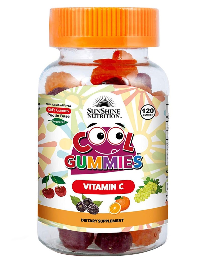 SUNSHINE NUTRITION Cool Gummies Kids Gummy Pectin Base Infused With Vitamin C Dietary Supplement Support Antioxidant and Immune support Vegetarian 120 Gummies  - Image 1