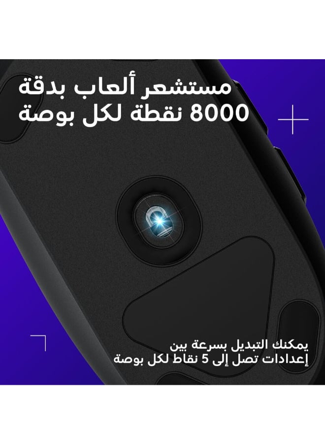 لوجيتيك ماوس ألعاب G203 خفيفة الوزن بتقنية لايت سينك وإضاءة RGB قابلة للتخصيص و6 أزرار قابلة للبرمجة ومستشعر مستوى الألعاب وتقنية تتبع 8K DPI و16.8 مليون لون أسود - Image 2