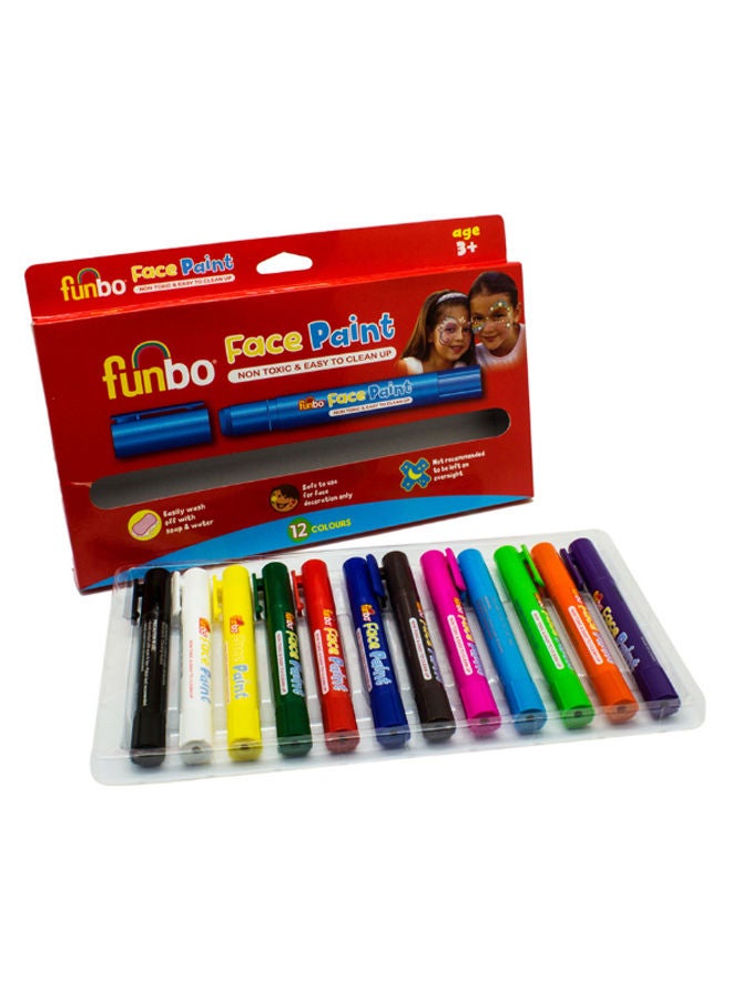 Funbo 12 Colors Professional Face Painting Tubes Kits Multicolour - Image 1