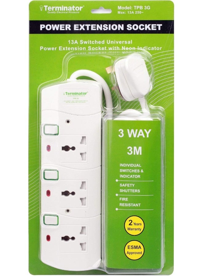 Terminator - Power Extension Socket White/Red/Green - Image 1